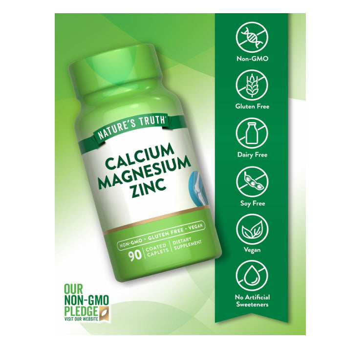LowCostPH| Nature's Truth, Calcium Magnesium Zinc, 90 Coated Caplets