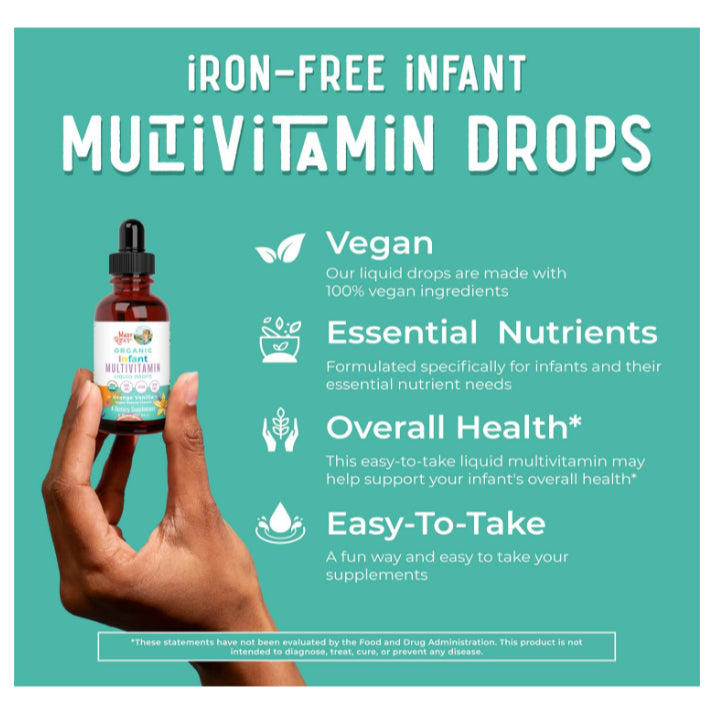 USAOnhand| MaryRuth's, Organic Infant Multivitamin Liquid Drops, Iron Free, 6-12 Months, Orange Vani