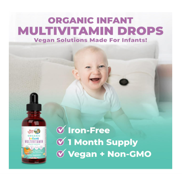 USAOnhand| MaryRuth's, Organic Infant Multivitamin Liquid Drops, Iron Free, 6-12 Months, Orange Vani