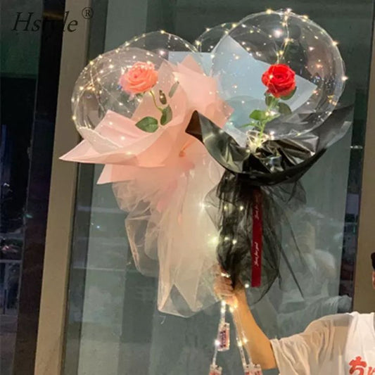 NaturalSolutions | Rose Balloon LED Bouquet Luminous Balloons Gift Wedding Birthday Party Gift