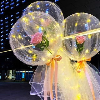 Grocer Farmer | Rose Balloon LED Bouquet Luminous Balloons Gift Wedding Birthday Party Gift