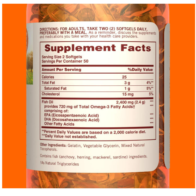 LowCost PH| Sundown Naturals, Fish Oil, 1,200 mg, 100 Softgels (600 mg per Softgel)