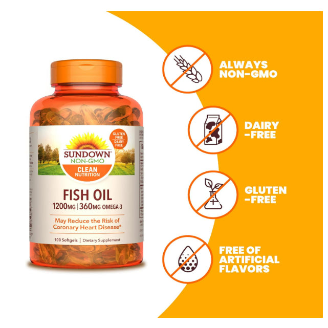 LowCost PH| Sundown Naturals, Fish Oil, 1,200 mg, 100 Softgels (600 mg per Softgel)