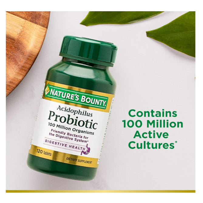 LowCost PH| Nature's Bounty, Acidophilus Probiotic, 0.5 mg, Twin Pack, 100 Tablets Each