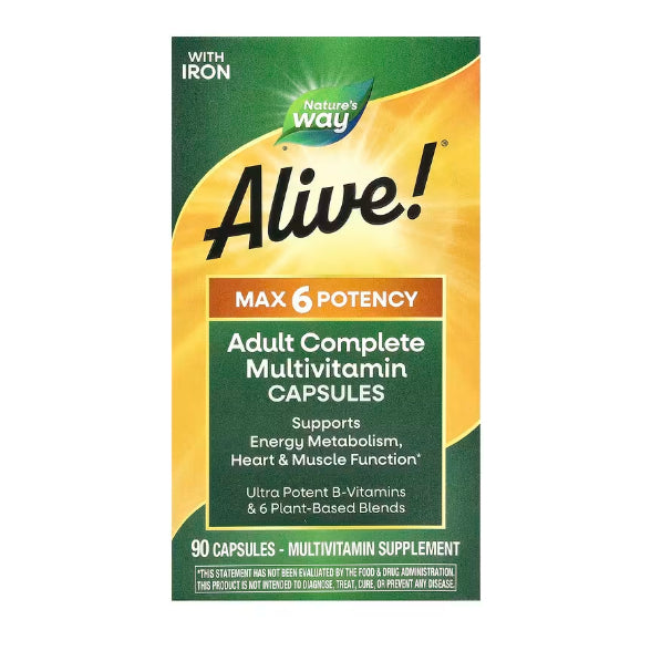 USA Onhand | Nature's Way, Alive! Max3 Potency, Men's and Women's Daily Multivitamin, No Added Iron