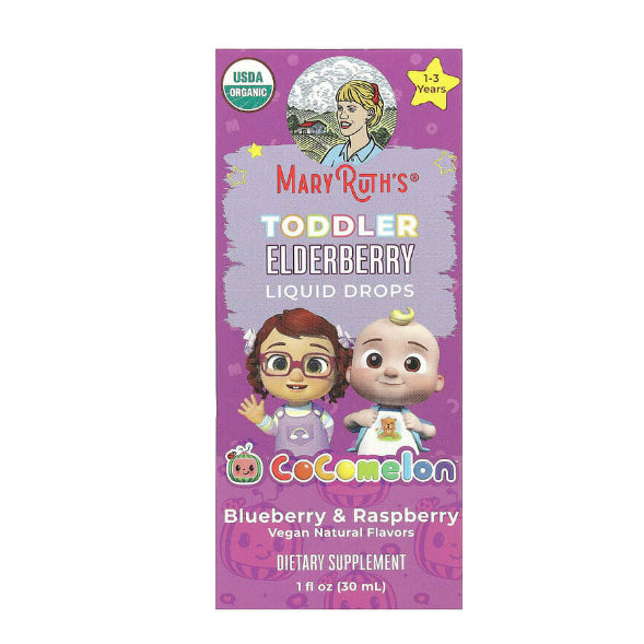 USAOnhand| MaryRuth Organics, Organic Toddler, Multivitamin Liquid Drops, Elderberry, Iron 1-3 Years