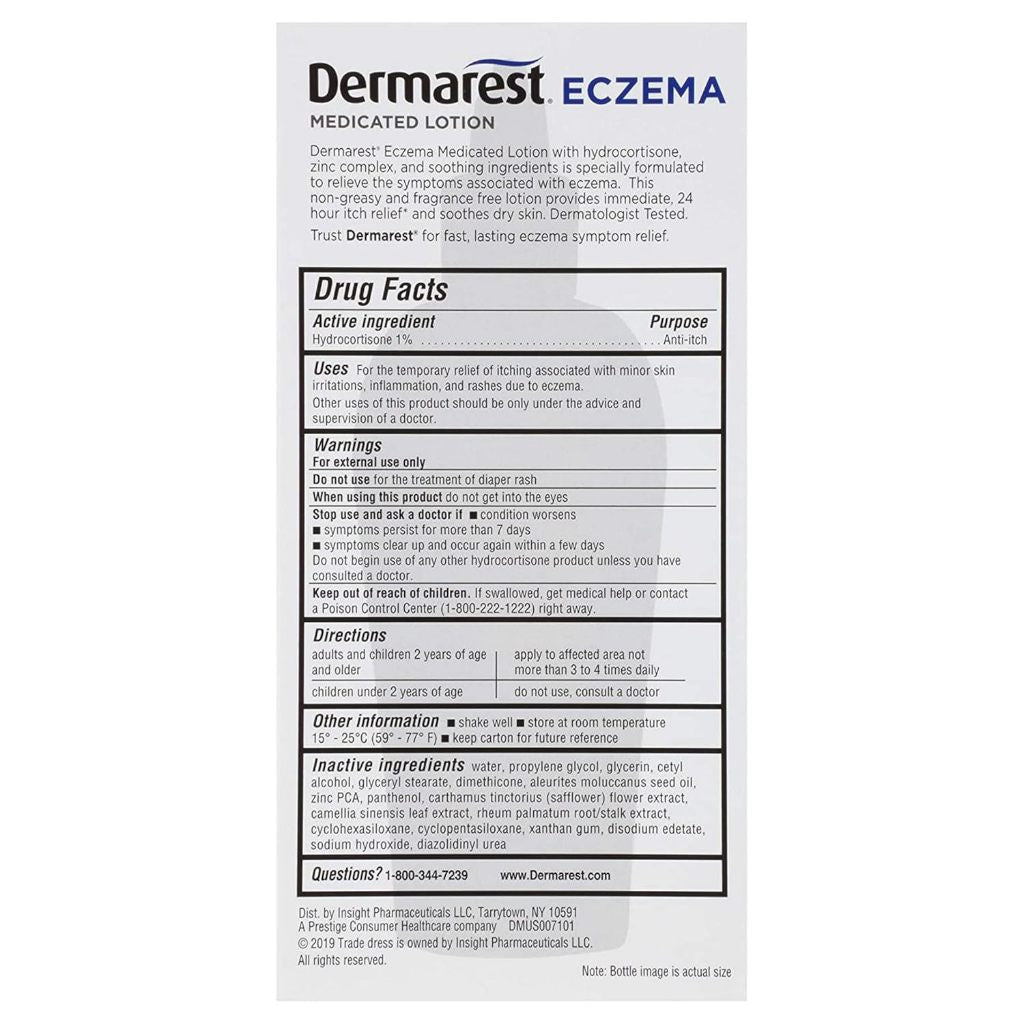 USA Onhand | Dermarest, Eczema, Medicated Lotion, Fragrance Free,4 fl oz ( Provides Immediate Itch )