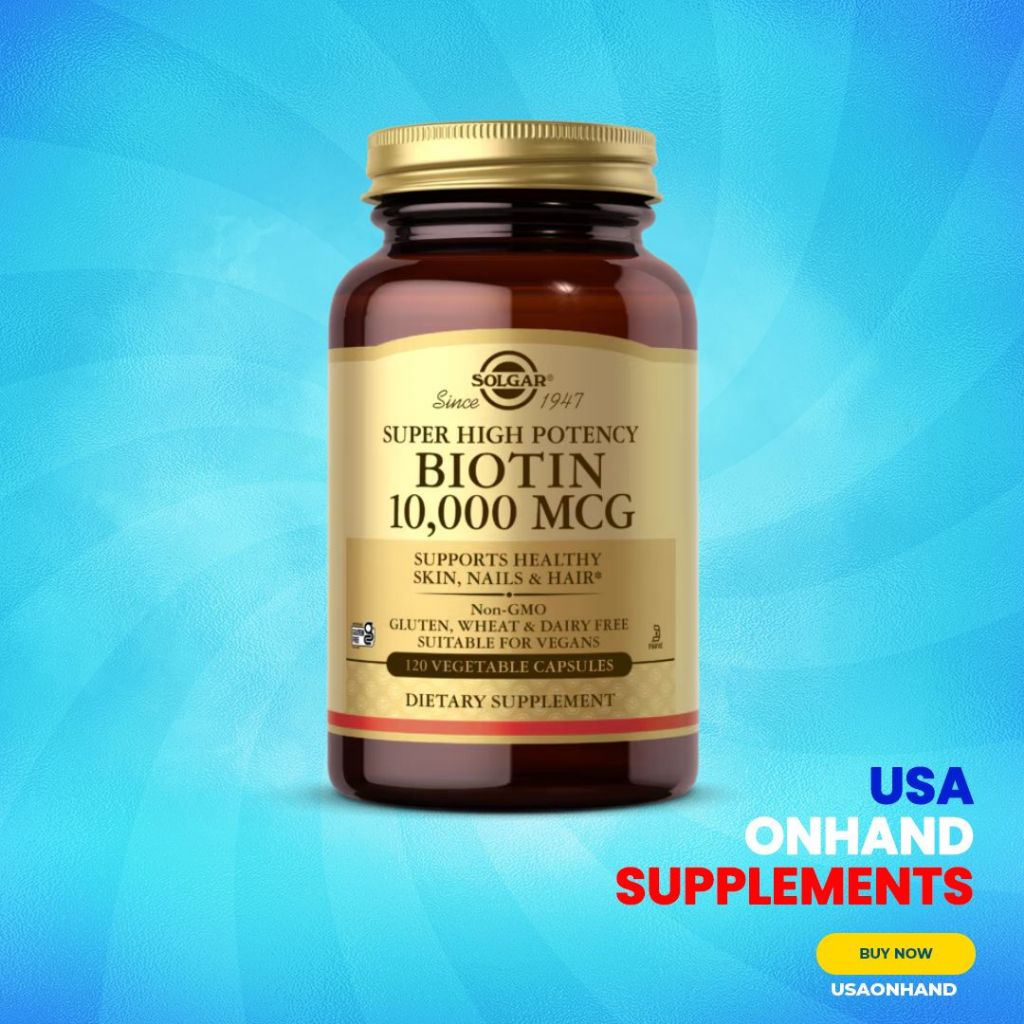 USA Onhand | Solgar, Super High Potency Biotin, 10000 mcg ( Hair, Skin & Nails )