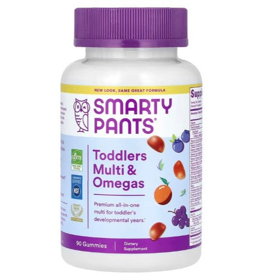 LowCostPh | SmartyPants, Toddler Formula, Multi and Omega 3s, Grape, Orange, and Blueberry, 90 ct