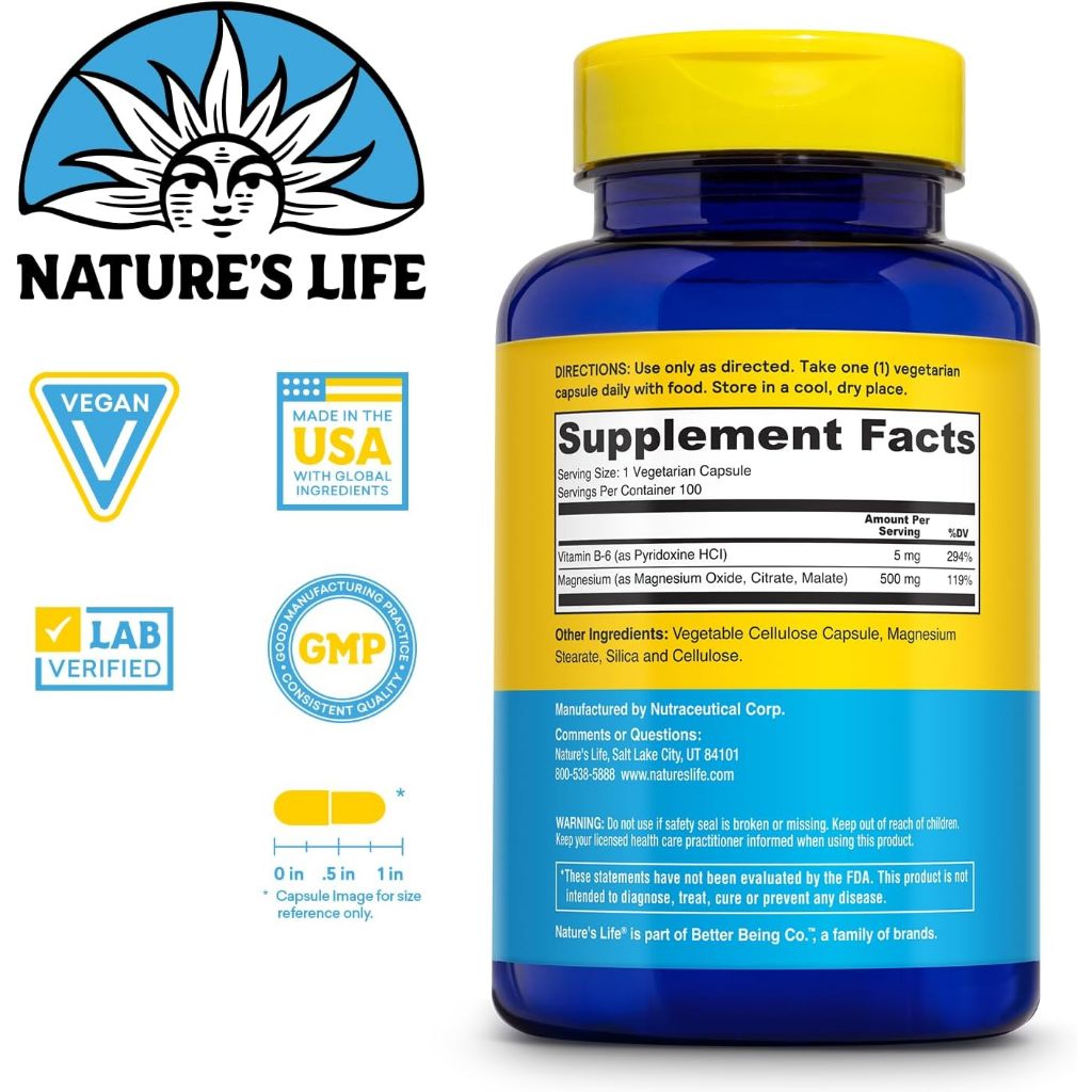 LowCostPh | Nature's Life, Renewing Magnesium, 500 mg, 250 Capsules,Muscles & Nerves Support