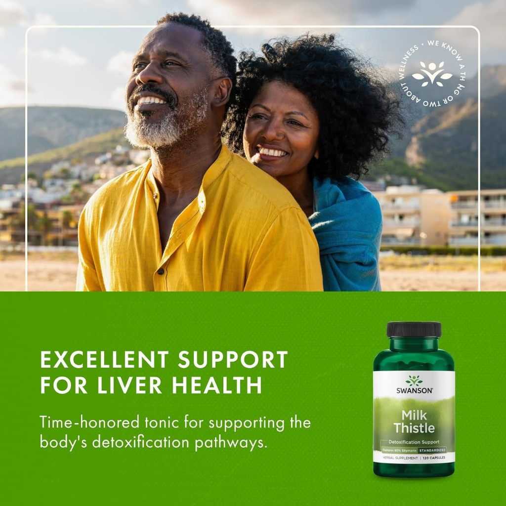HealthilyYou | Swanson, Milk Thistle, 120 Capsules Detoxification Support, Boosts Antioxidant