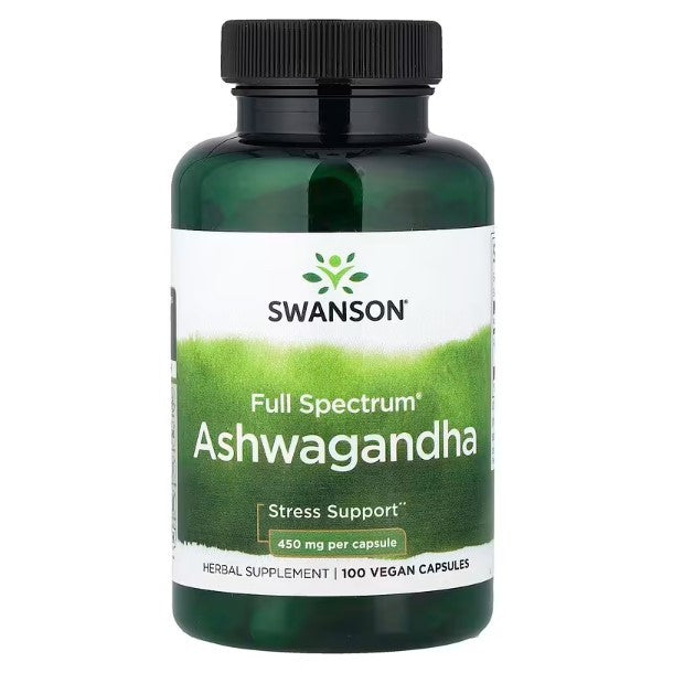 HealthilyYou | Swanson, Full Spectrum Ashwagandha, 450mg, 100 Vegan Capsules Stress Support
