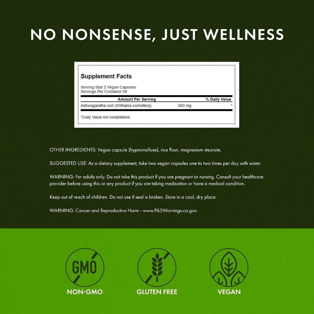 HealthilyYou | Swanson, Full Spectrum Ashwagandha, 450mg, 100 Vegan Capsules Stress Support