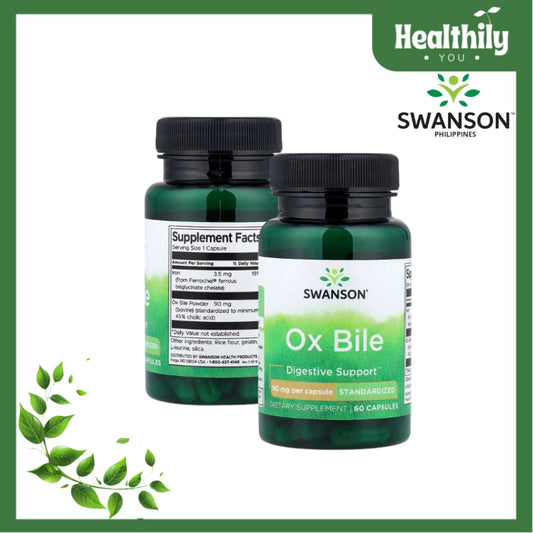 HealthilyYou | Swanson, Ox Bile, 60 Capsules Promotes Healthy Digestion Supports Iron Absorption,