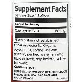 HealthilyYou | Swanson, CoQ10, 30 mg, 60 mg, Softgels Supports Cardiovascular Health