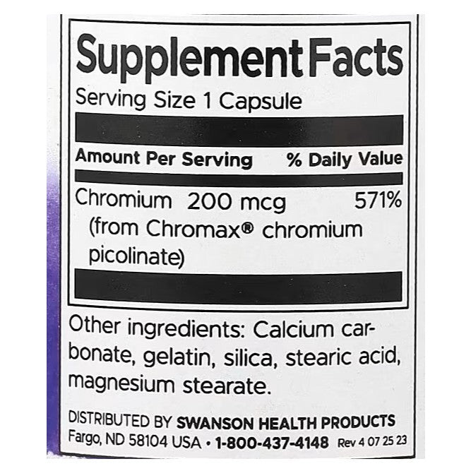 Healthily You | Swanson, Chromium Picolinate, 60 Capsules Featuring Chromax, Blood Sugar Support
