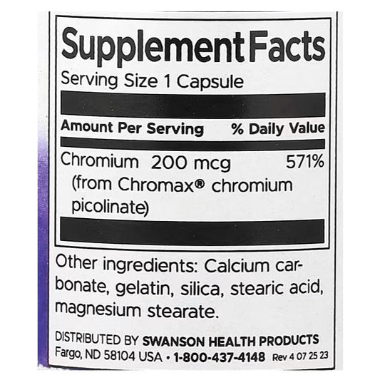 Healthily You | Swanson, Chromium Picolinate, 60 Capsules Featuring Chromax, Blood Sugar Support