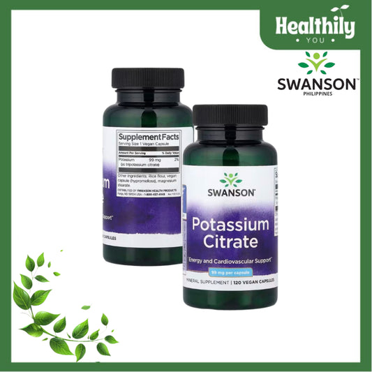 Healthily You | Swanson, Potassium Citrate, 99 mg, 120 Vegan Caps Energy and Cardiovascular Support