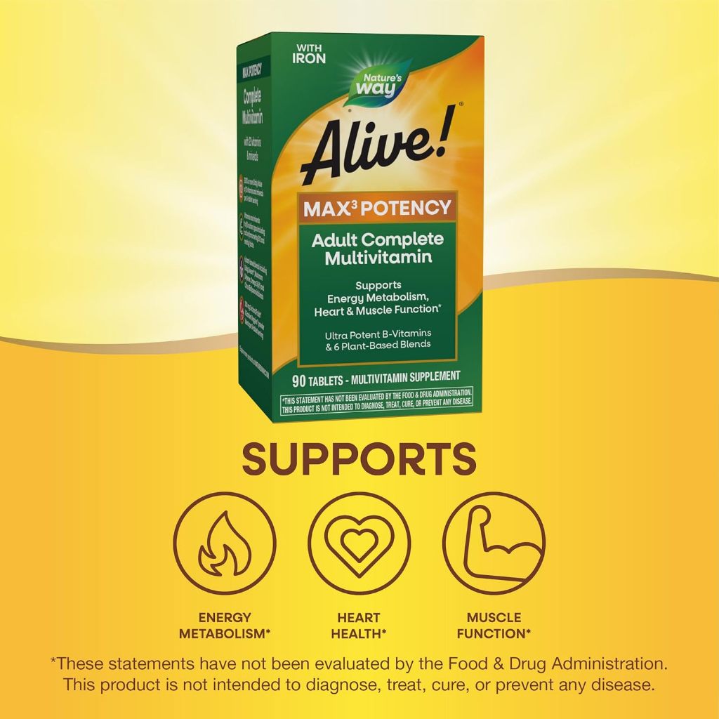 Nature's Way, Alive! Max3 Potency ( Cellular Energy, Metabolism, Immune & Heart Health )