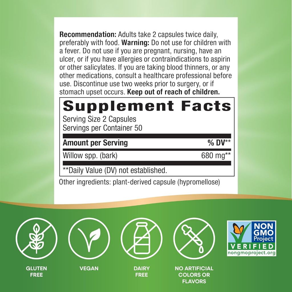 Nature's Way, Willow Bark ( Joint Comfort & Anti-Inflammatory Support )