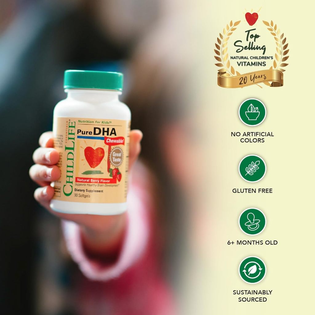 LittleSunshine | ChildLife Essentials, Pure DHA, Natural Berry, 90 Softgels Supports Healthy Brain