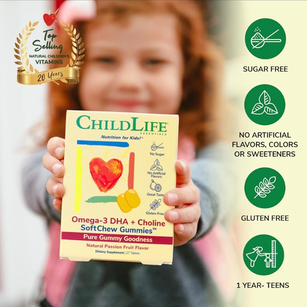 LittleSunshine | ChildLife Essentials, Essentials, Omega-3 DHA + Choline, SoftChew Gummies, Passion
