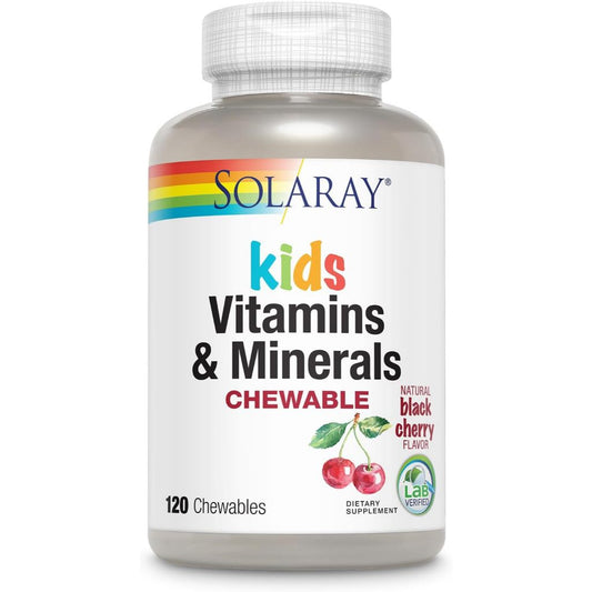 NaturalSolutions | Solaray, Kids Vitamins & Minerals Chewable, Natural Black Cherry, Chewables