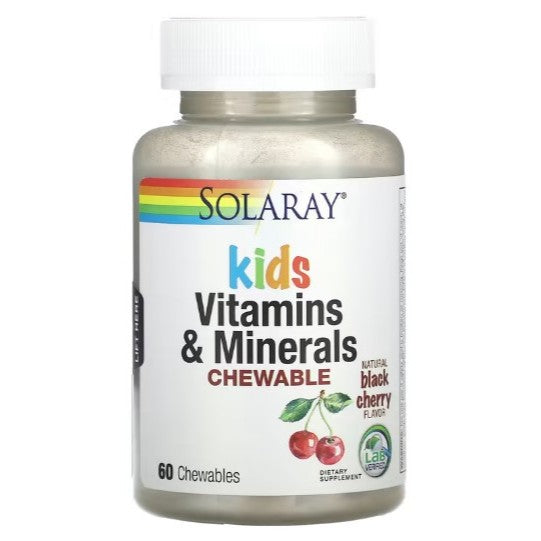 NaturalSolutions | Solaray, Kids Vitamins & Minerals Chewable, Natural Black Cherry, Chewables