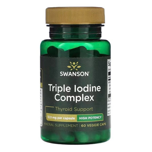 LowCostPH | Swanson, Triple Iodine Complex, High Potency, 12.5 mg, 60 Veggie Caps Thyroid Support