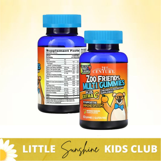 LittleSunshine | 21st Century, Zoo Friends Multi Gummies, Plus Extra C, Great Tasting Fruit, Gummy