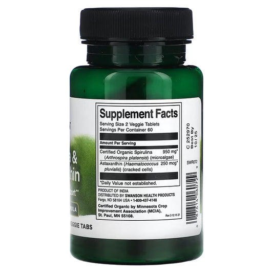 USA Supplements | Swanson, Organic Spirulina & Astaxanthin ( Antioxidant Support )