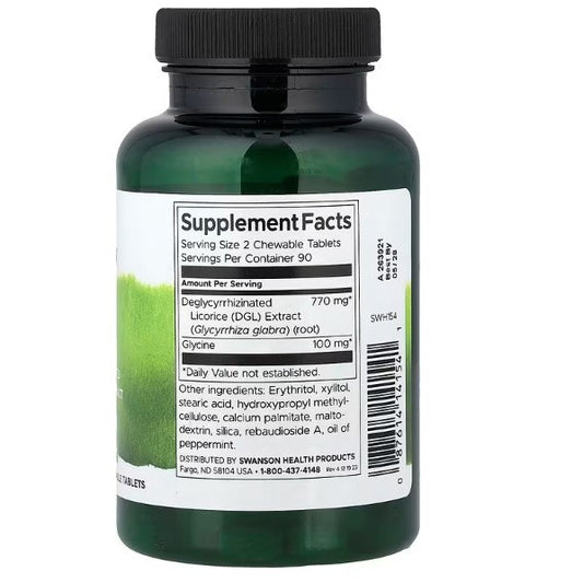 HealthilyYou | Swanson, DGL, 180 Chewable Tablets Deglycyrrhizinated Licorice Root Extract