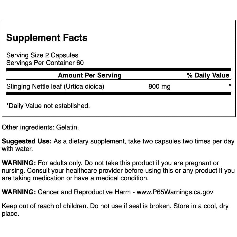 HealthilyYou | Swanson, Stinging Nettle Leaf, 400 mg , 120 Capsules Supports Fluid Balance