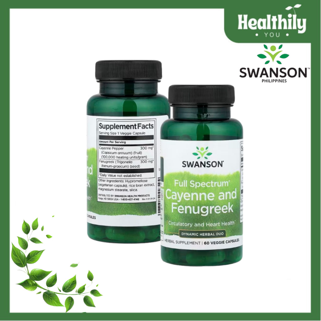 HealthilyYou | Swanson, Full Spectrum® Cayenne and Fenugreek, 60VegCaps Circulatory and Heart Health