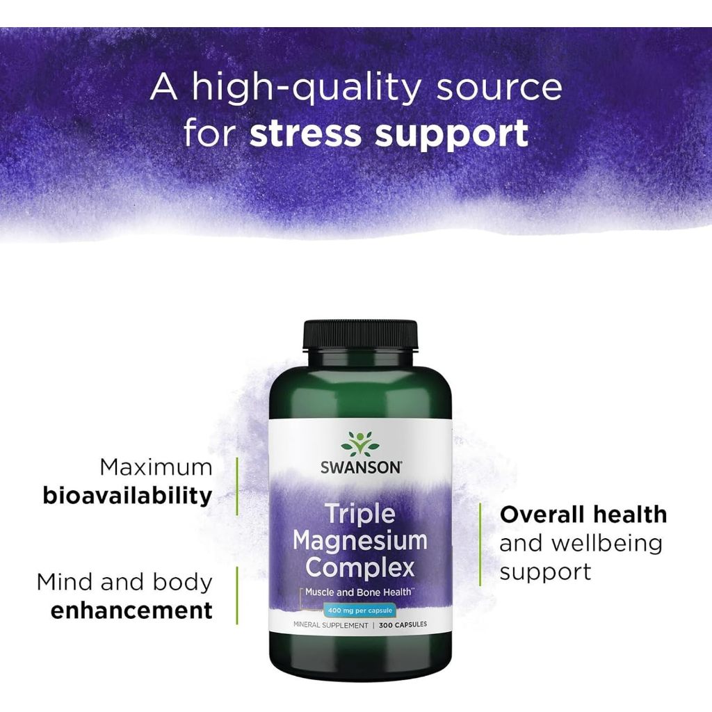 HealthilyYou | Swanson, Triple Magnesium Complex, 400 mg, Vegan Capsules Muscle and Bone Health