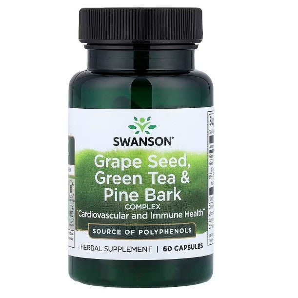 HealthilyYou | Swanson, Grape Seed, Green Tea & Pine Bark Complex, 60 Capsules Cardiovascular Health