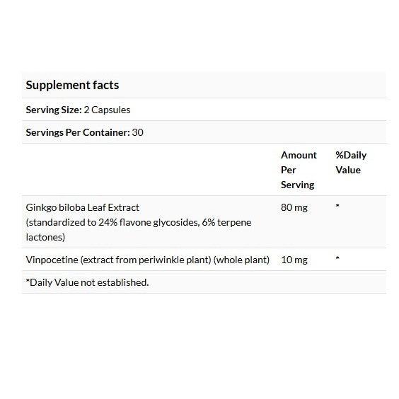 HealthilyYou | Swanson, Ginkgo with Vinpocetine, Standardized, 60 Capsules Cognitive & Memory Health