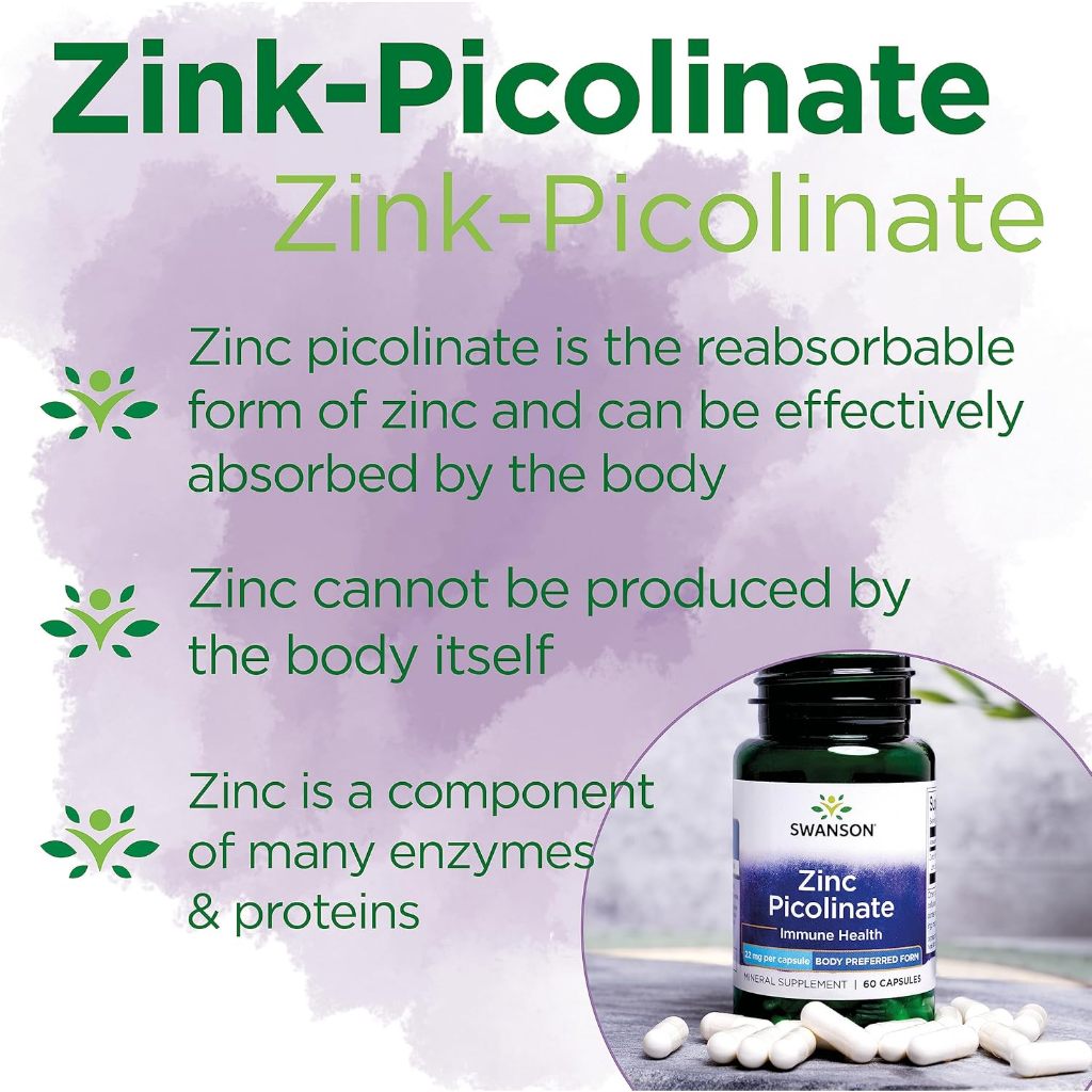 Healthily You | Swanson Zinc Picolinate 22 mg, 50 mg Capsules Supports Immune Health & DailyWellness