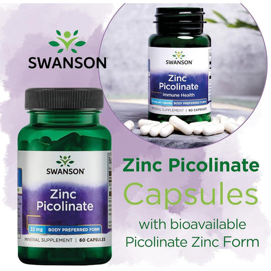 LowCostPH | Swanson Zinc Picolinate 22 mg, 50 mg Capsules Supports Immune Health & DailyWellness