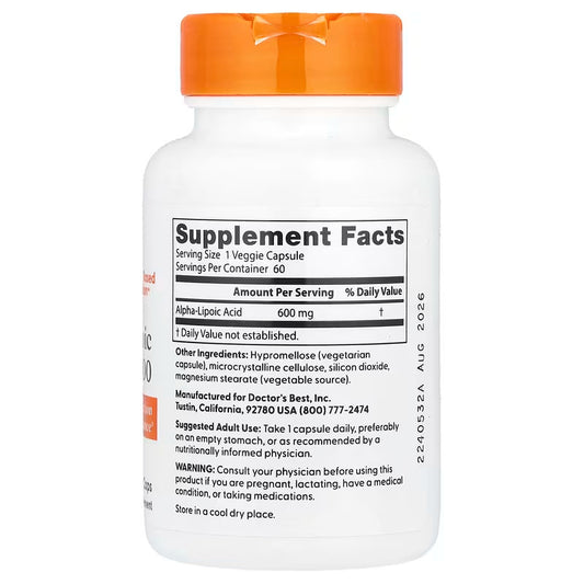 USA Supplements | Doctor's Best, Alpha-Lipoic Acid 600, 600 mg ( Antioxidant Support )