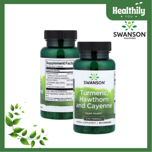 HealthilyYou | Swanson, Turmeric, Hawthorn and Cayenne, 60 Capsules Heart Health 3 in 1 Formula