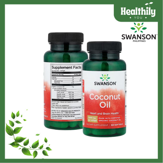 HealthilyYou | Swanson, Coconut Oil, 1,000 mg, 60 Softgels Heart and Brain Health