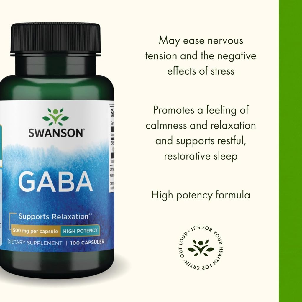 HealthilyYou | Swanson, GABA, 250 mg, 60 Capsules, 500 mg, 100 Capsules, Supports Relaxation