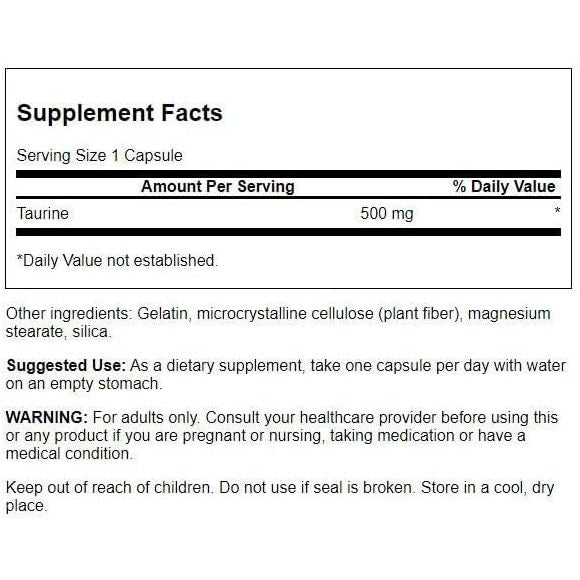 HealthilyYou | Swanson, Taurine, 500 mg, 1,000 mg Capsules, Promotes Cardiovascular Health