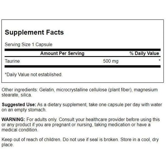 LowCostPH | Swanson, Taurine, 500 mg, 1,000 mg Capsules, Promotes Cardiovascular Health