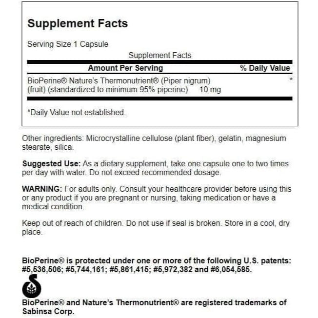 HealthilyYou | Swanson, BioPerine®, 10 mg, 60 Capsules Boosts Nutrient Absorption