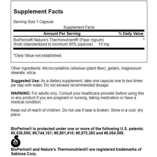 HealthilyYou | Swanson, BioPerine®, 10 mg, 60 Capsules Boosts Nutrient Absorption