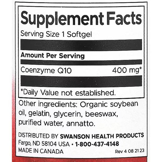 HealthilyYou | Swanson, CoQ10, High Potency, 100 mg, 400 mg, Softgels Cardiovascular Health