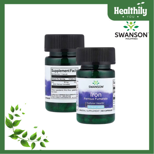 Healthily You | Swanson, Iron Ferrous Fumarate, 18 mg, 60 Capsules Cellular Health