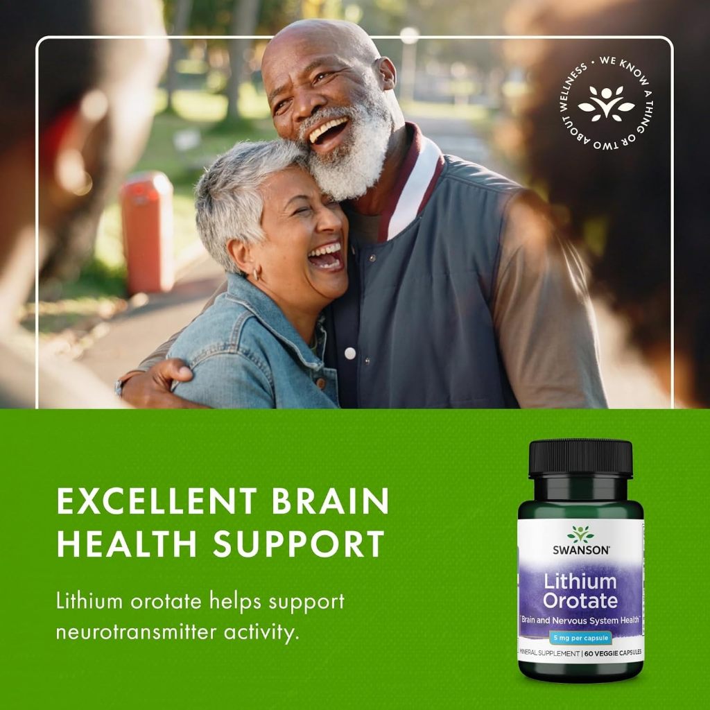 Healthily You | Swanson, Lithium Orotate, 5 mg, 60 Veggie Capsules Brain and Nervous System Health